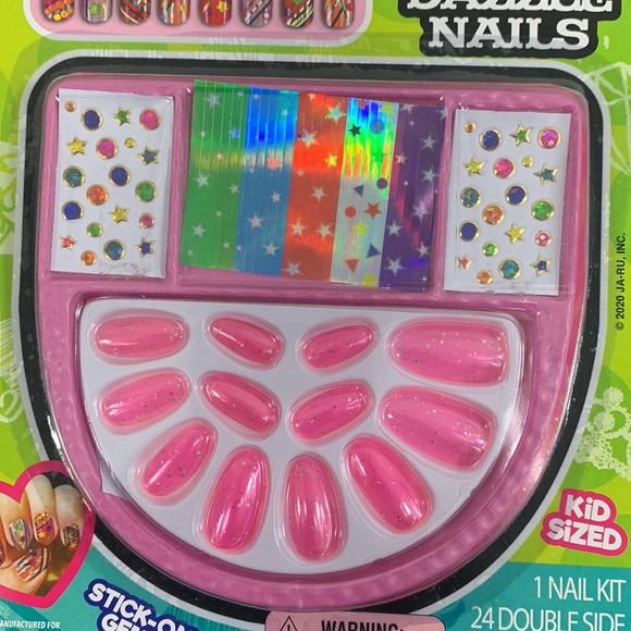 Ja-Ru Glitter Girl Dazzle Nails Stick-On Gems Kid Sized Ages 4+ New - Picture 5 of 12